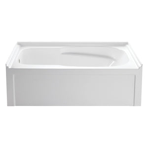 Aqua Eden 60-Inch Acrylic Rectangular 3-Wall Alcove Tub with Armrests and Anti-Skid Surface, Left Hand Drain