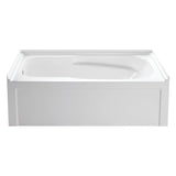 Aqua Eden 60-Inch Acrylic Rectangular 3-Wall Alcove Tub with Armrests and Anti-Skid Surface, Left Hand Drain