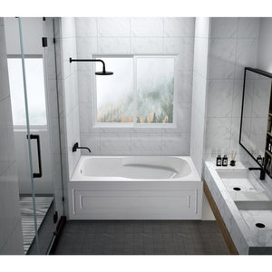 Aqua Eden 60-Inch Acrylic Rectangular 3-Wall Alcove Tub with Armrests and Anti-Skid Surface, Left Hand Drain