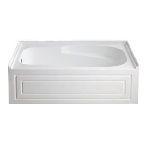 Aqua Eden 60-Inch Acrylic Rectangular 3-Wall Alcove Tub with Armrests and Anti-Skid Surface, Left Hand Drain