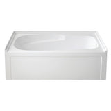 Aqua Eden 60-Inch Acrylic Rectangular 3-Wall Alcove Tub with Armrests and Anti-Skid Surface, Right Hand Drain