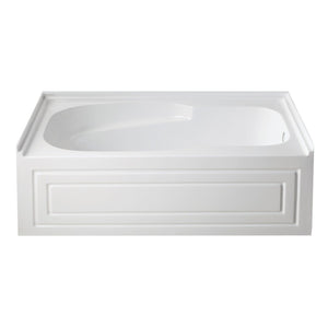 Aqua Eden 60-Inch Acrylic Rectangular 3-Wall Alcove Tub with Armrests and Anti-Skid Surface, Right Hand Drain