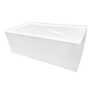 Aqua Eden 60-Inch Acrylic Rectangular 2-Wall Corner Alcove Tub, Left Hand Drain