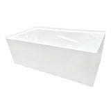 Aqua Eden 60-Inch Acrylic Rectangular 2-Wall Corner Alcove Tub, Left Hand Drain