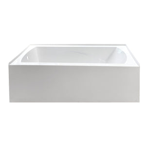 Aqua Eden 60-Inch Acrylic Rectangular 3-Wall Alcove Tub with Armrests, Left Hand Drain