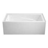 Aqua Eden 60-Inch Acrylic Rectangular 3-Wall Alcove Tub with Armrest and Anti-Skid Surface, Left Hand Drain