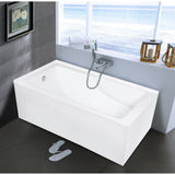 Aqua Eden 60-Inch Acrylic Rectangular 2-Wall Corner Alcove Tub with Corner Apron, Left Hand Drain Hole