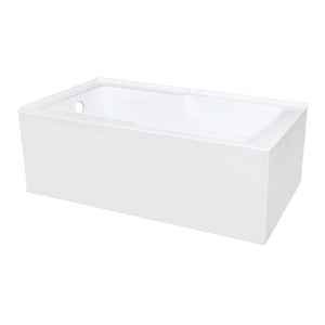 Aqua Eden 60-Inch Acrylic Rectangular 2-Wall Corner Alcove Tub with Corner Apron, Left Hand Drain Hole