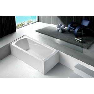 Aqua Eden 60-Inch Acrylic Rectangular 3-Wall Alcove Tub with Armrests, Right Hand Drain