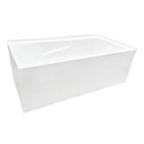 Aqua Eden 60-Inch Acrylic Rectangular 2-Wall Corner Alcove Tub, Right Hand Drain