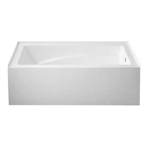 Aqua Eden 60-Inch Acrylic Rectangular 3-Wall Alcove Tub with Armrest and Anti-Skid Surface, Right Hand Drain