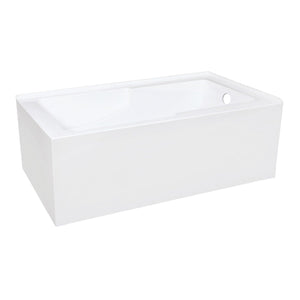 Aqua Eden 60-Inch Acrylic Rectangular 2-Wall Corner Alcove Tub with Corner Apron, Right Hand Drain Hole