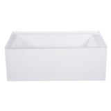 Aqua Eden 54-Inch Acrylic Rectangular 3-Wall Alcove Tub, Left Hand Drain