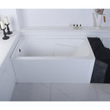 Aqua Eden 54-Inch Acrylic Rectangular 3-Wall Alcove Tub with Arm Rest and Left Hand Drain Hole