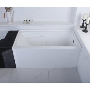 Aqua Eden 54-Inch Acrylic Rectangular 3-Wall Alcove Tub with Arm Rest and Right Hand Drain Hole