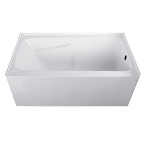 Aqua Eden 54-Inch Acrylic Rectangular 3-Wall Alcove Tub with Arm Rest and Right Hand Drain Hole