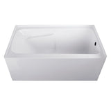 Aqua Eden 54-Inch Acrylic Rectangular 3-Wall Alcove Tub with Arm Rest and Right Hand Drain Hole