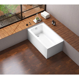 Aqua Eden 54-Inch Acrylic 2-Wall Corner Alcove Tub with Left Hand Drain Hole