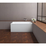 Aqua Eden 54-Inch Acrylic Rectangular 2-Wall Corner Alcove Tub, Right Hand Drain