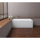 Aqua Eden 60-Inch Acrylic Rectangular 2-Wall Corner Alcove Tub, Left Hand Drain