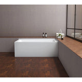 Aqua Eden 60-Inch Acrylic Rectangular 2-Wall Corner Alcove Tub, Right Hand Drain