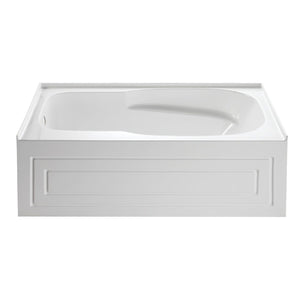 Aqua Eden 60-Inch Acrylic Rectangular 3-Wall Alcove Tub with Anti-Skid Surface, Left Hand Drain