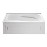 Aqua Eden 60-Inch Acrylic Rectangular 3-Wall Alcove Tub with Anti-Skid Surface, Left Hand Drain