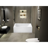 Aqua Eden 60-Inch Acrylic Rectangular 3-Wall Alcove Tub with Anti-Skid Surface, Left Hand Drain Hole