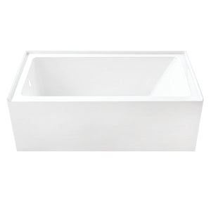 Aqua Eden 60-Inch Acrylic Rectangular 3-Wall Alcove Tub with Anti-Skid Surface, Left Hand Drain Hole