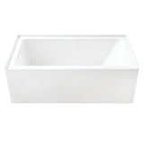 Aqua Eden 60-Inch Acrylic Rectangular 3-Wall Alcove Tub with Anti-Skid Surface, Left Hand Drain Hole