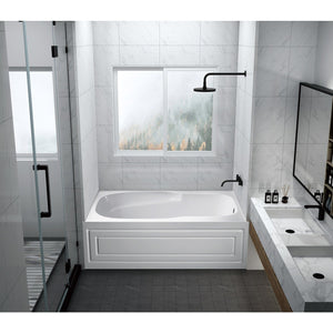 Aqua Eden 60-Inch Acrylic Rectangular 3-Wall Alcove Tub with Anti-Skid Surface, Right Hand Drain