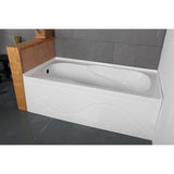 Aqua Eden 60-Inch Acrylic Rectangular 3-Wall Alcove Tub with Anti Skid and Left Hand Drain Hole