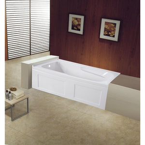 Aqua Eden 60-Inch Acrylic Rectangular 3-Wall Alcove Tub with Anti Skid and Left Drain Hole