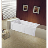 Aqua Eden 60-Inch Acrylic Rectangular 3-Wall Alcove Tub with Anti Skid and Left Drain Hole