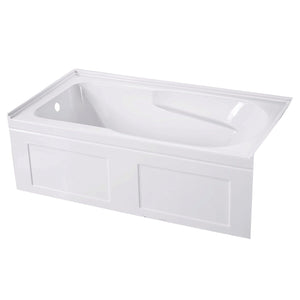 Aqua Eden 60-Inch Acrylic Rectangular 3-Wall Alcove Tub with Anti Skid and Left Drain Hole