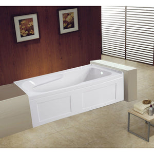 Aqua Eden 60-Inch Acrylic Rectangular 3-Wall Alcove Tub with Anti Skid and Right Drain Hole