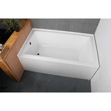 Aqua Eden 60-Inch Acrylic Rectangular 3-Wall Alcove Tub, Left Hand Drain Hole