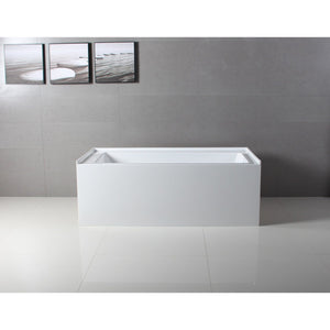 Aqua Eden 60-Inch Acrylic Rectangular 3-Wall Alcove Tub, Right Hand Drain Hole