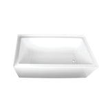 Aqua Eden 60-Inch Acrylic Rectangular 3-Wall Alcove Tub, Right Hand Drain Hole