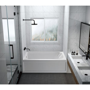 Aqua Eden 60-Inch Acrylic Rectangular 3-Wall Alcove Tub with Anti-Skid Surface, Left Hand Drain