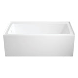 Aqua Eden 60-Inch Acrylic Rectangular 3-Wall Alcove Tub with Anti-Skid Surface, Left Hand Drain