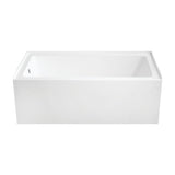 Aqua Eden 60-Inch Acrylic Rectangular 3-Wall Alcove Tub, Left Hand Drain Hole