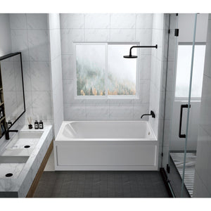 Aqua Eden 60-Inch Acrylic Rectangular 3-Wall Alcove Tub with Anti-Skid Surface, Right Hand Drain