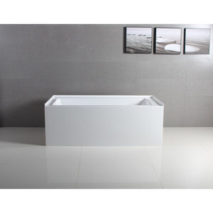 Aqua Eden 60-Inch Acrylic Rectangular 3-Wall Alcove Tub, Left Hand Drain