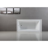 Aqua Eden 60-Inch Acrylic Rectangular 3-Wall Alcove Tub, Left Hand Drain