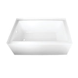 Aqua Eden 60-Inch Acrylic Rectangular 3-Wall Alcove Tub, Left Hand Drain