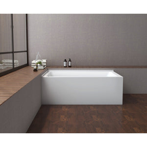 Aqua Eden 60-Inch Acrylic Rectangular 2-Wall Corner Alcove Tub, Left Hand Drain