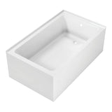 Aqua Eden 60-Inch Acrylic Rectangular 2-Wall Corner Alcove Tub, Right Hand Drain