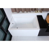 Aqua Eden 48-Inch Acrylic Rectangular 3-Wall Alcove Tub, Left Hand Drain Hole