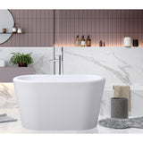 Aqua Eden 51-Inch Acrylic Oval Double Ended Freestanding Tub with Drain and Integrated Seat